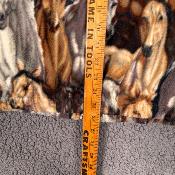 Vintage BonWorth Horse Print Fleece Jacket Womens XS Brown Full Zip Equestrian - Picture 9 of 10